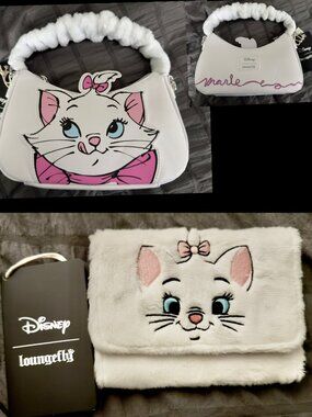 Disney The Aristocats Marie Fuzzy Handle Loungefly Crossbody Bag and wallet